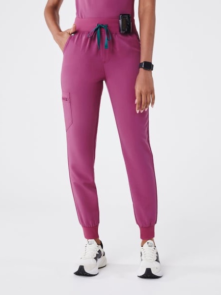 Figs High Waisted Zamora Jogger Style Bright Fuchsia Scrub Pants, Size Xs